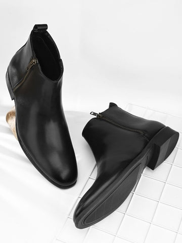 Black Mid Top Zip Closure Chelsea Boots