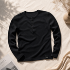 Muscle Fit Ribbed Henley Tee