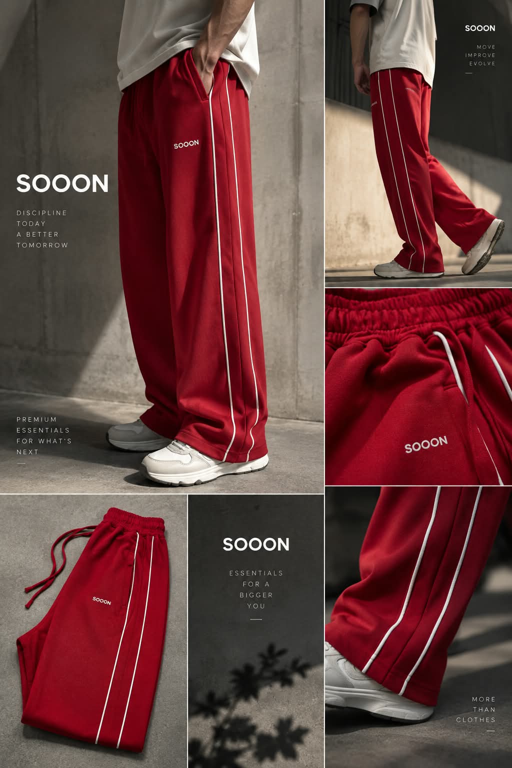 Active Performance Straight Fit Track Pant Red Men & Women