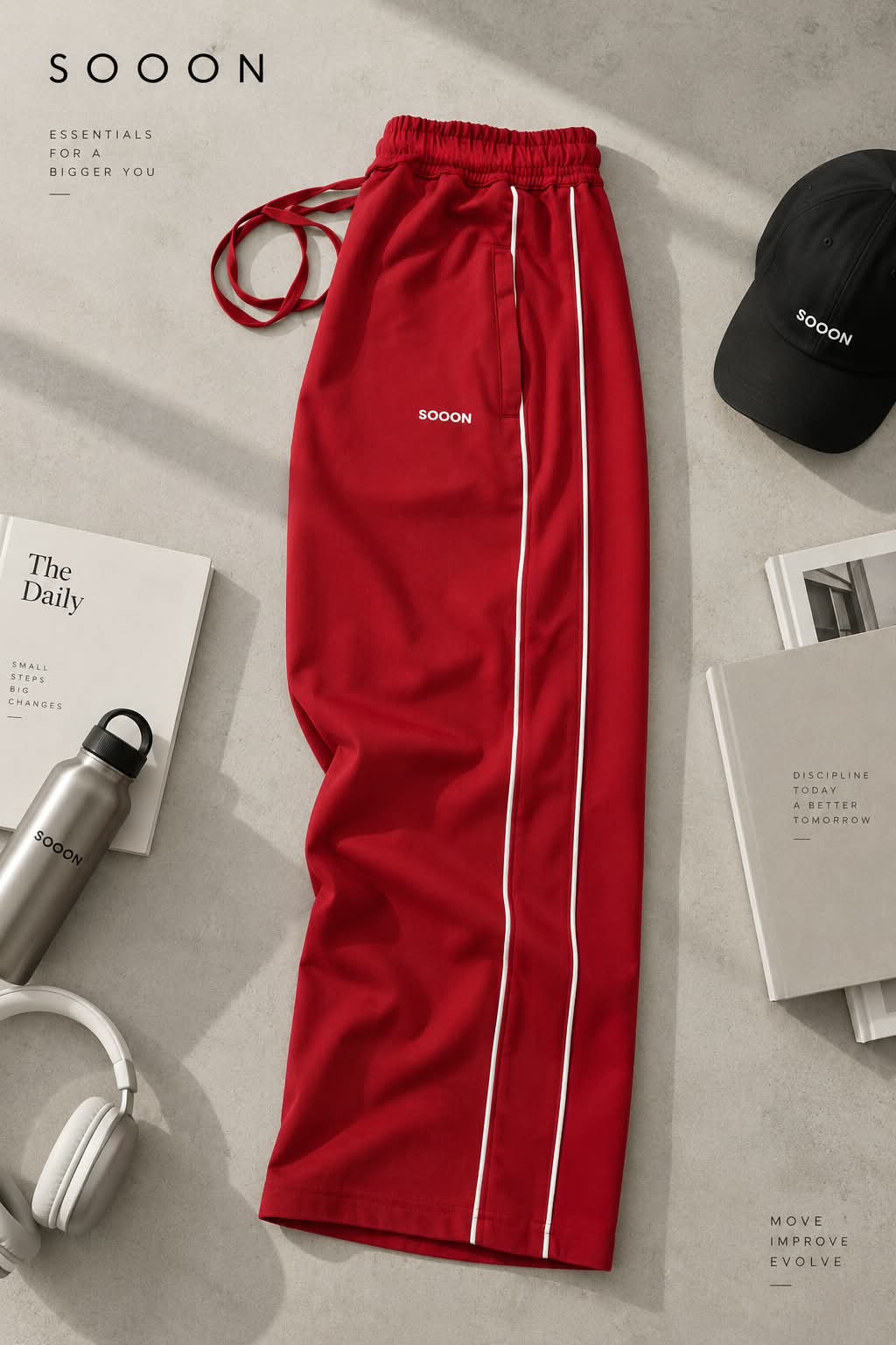 Active Performance Straight Fit Track Pant Red Men & Women