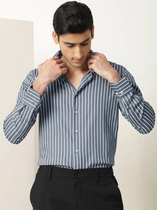 Vertical Striped Classic Cotton Shirt