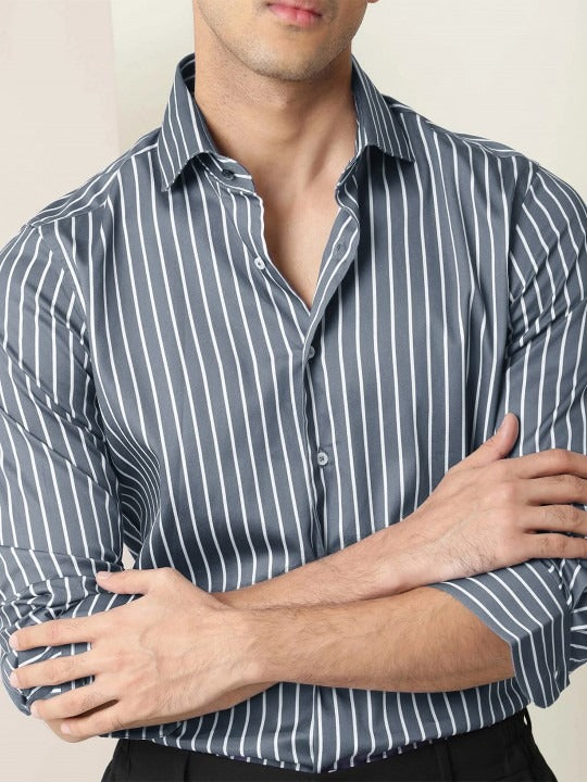Vertical Striped Classic Cotton Shirt