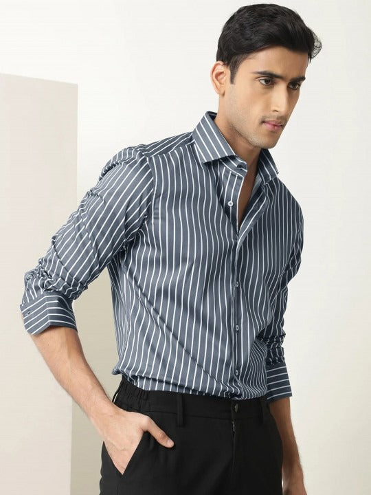 Vertical Striped Classic Cotton Shirt