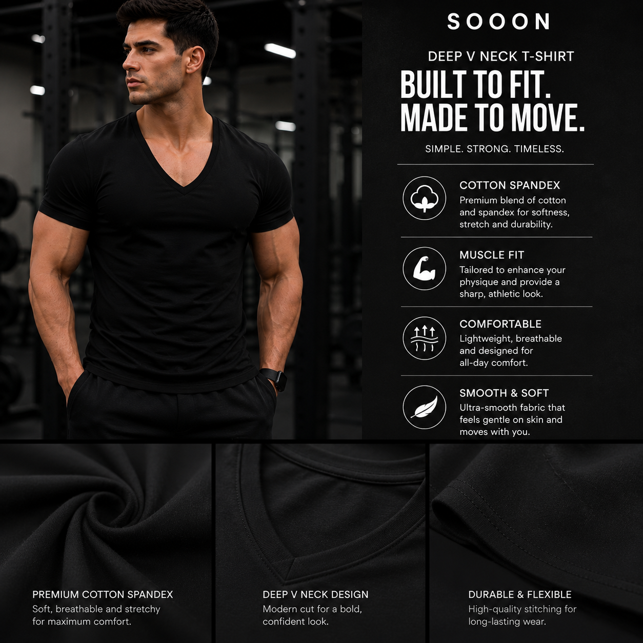 Classic Muscle Fit V Neck T-shirt