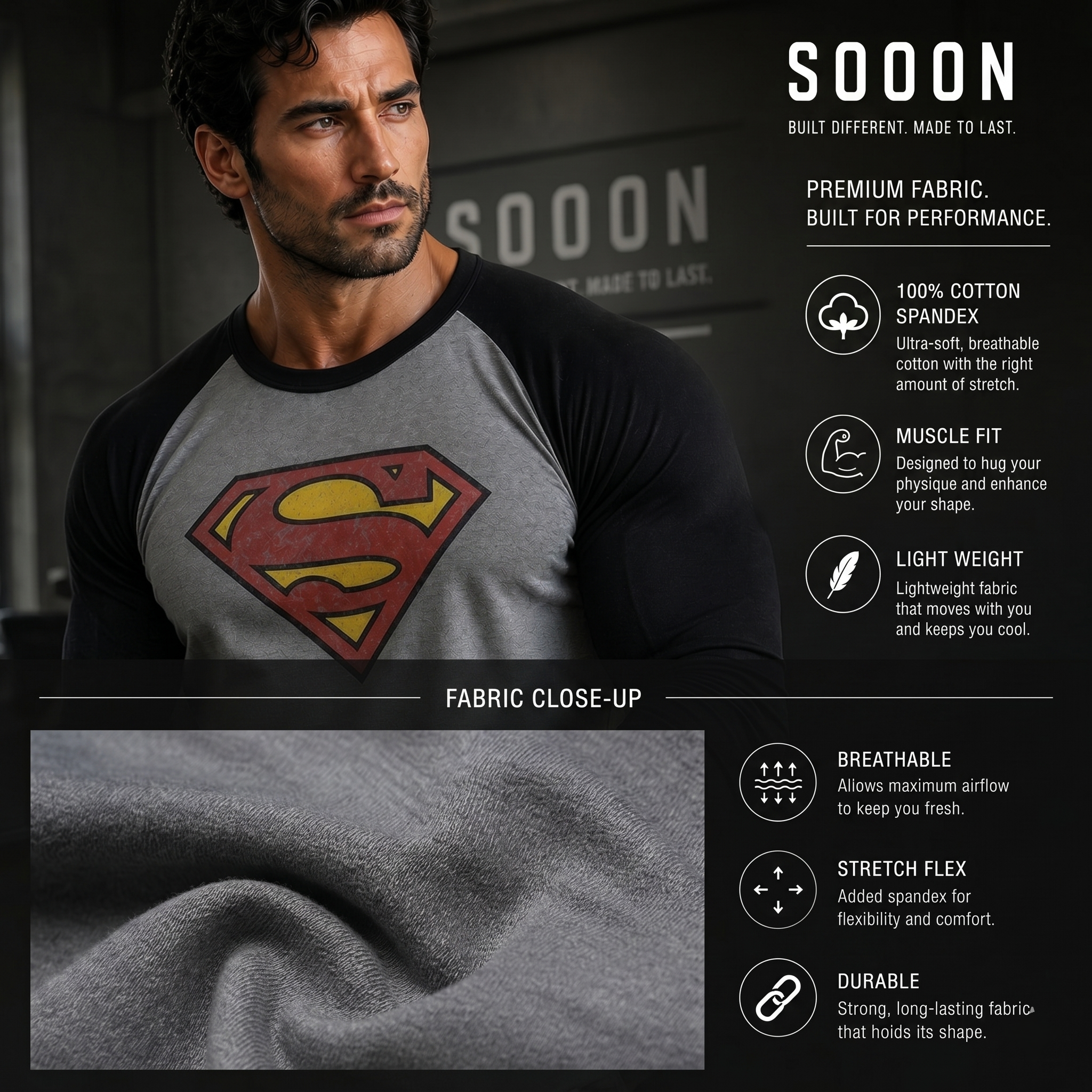 Core Cotton Raglan Athletic Superman Tee